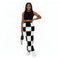 Knitted Black And White Slit High Waist Bodycon Maxi Skirt