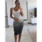 Contrast Stripe Bodycon Knit Tank Dress