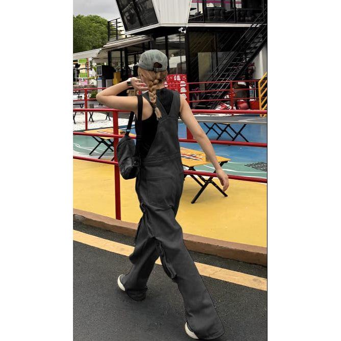 Multi Pockets Cargo Jeans Jumpsuit.