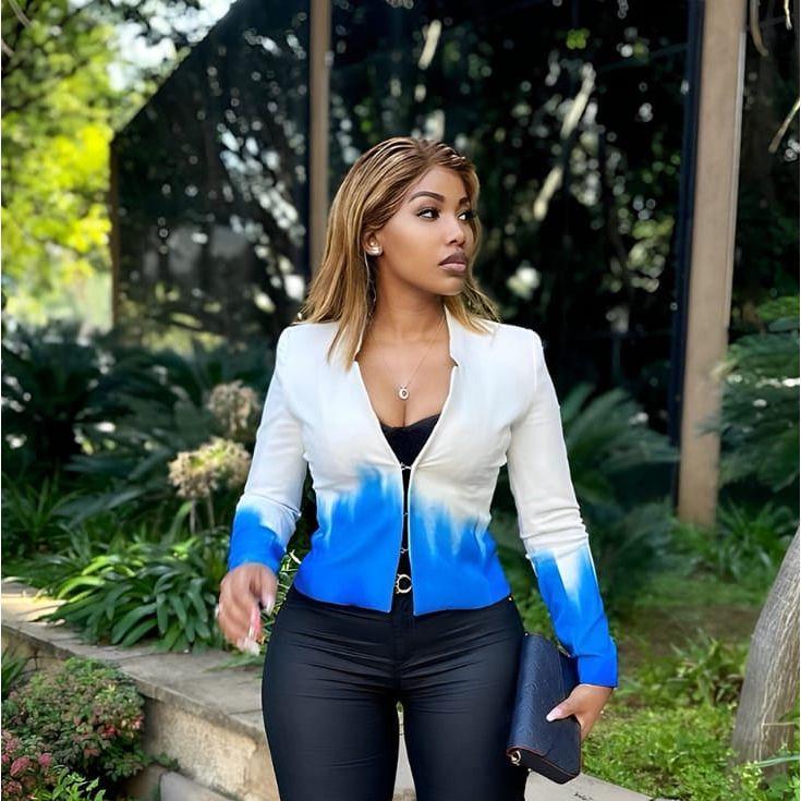 Floral Print Open Front Long Sleeve Blazer Top