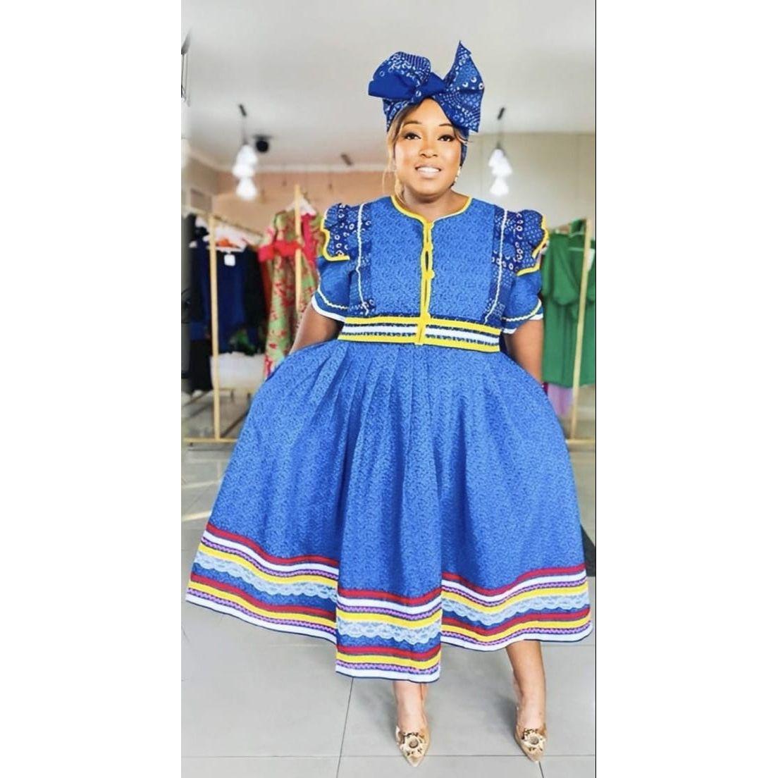 Button Detailed Plus-Size Ankara Midi Dress