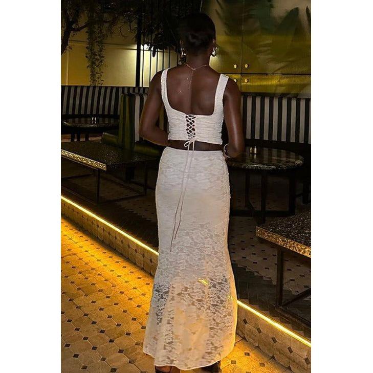 Patchwork Backless Lace-up Party Evening Maxi Dress