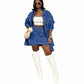 2 Piece Outfits Cropped Jean Jacket Coat High Waisted Mini Skirt Set