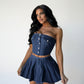 Sleeveless Tube Strapless Tops and Mini Pleated Skirt Set