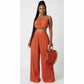 Halter Top With Twist Front Waist & Trousers Two Piece Set