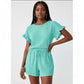 Short Sleeve Top and Elastic Waist Shorts Set