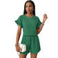 Short Sleeve Top and Elastic Waist Shorts Set