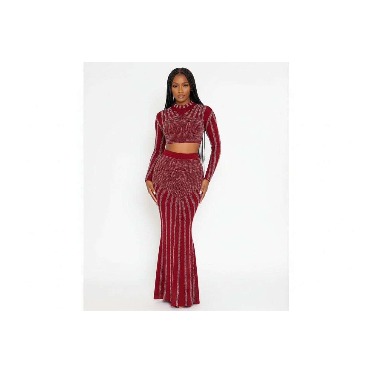 Rhinestone Skirt Sexy Crop Tops Outfit Luxury Two Piece Set