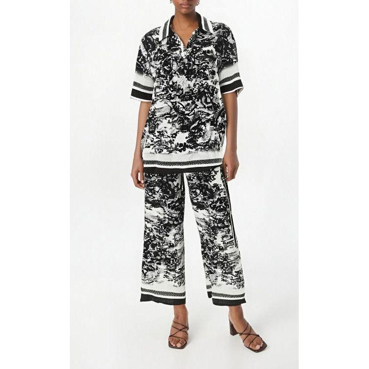 Printed T-Shirts Bodycon Wide Leg Pants Outfits Set