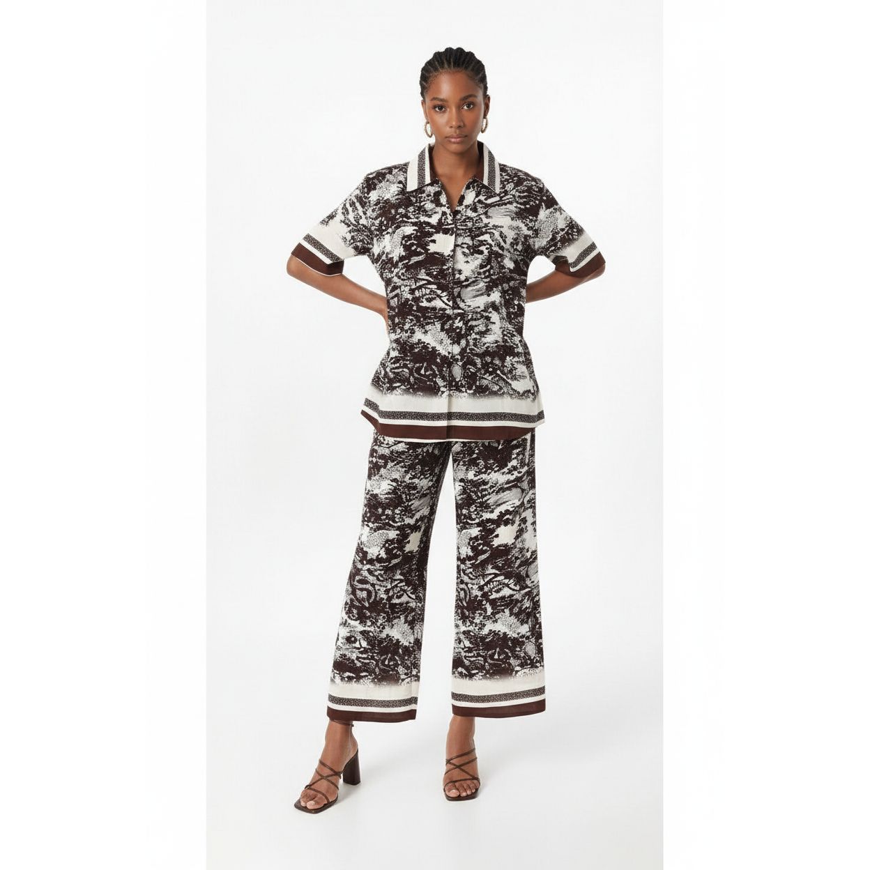 Printed T-Shirts Bodycon Wide Leg Pants Outfits Set