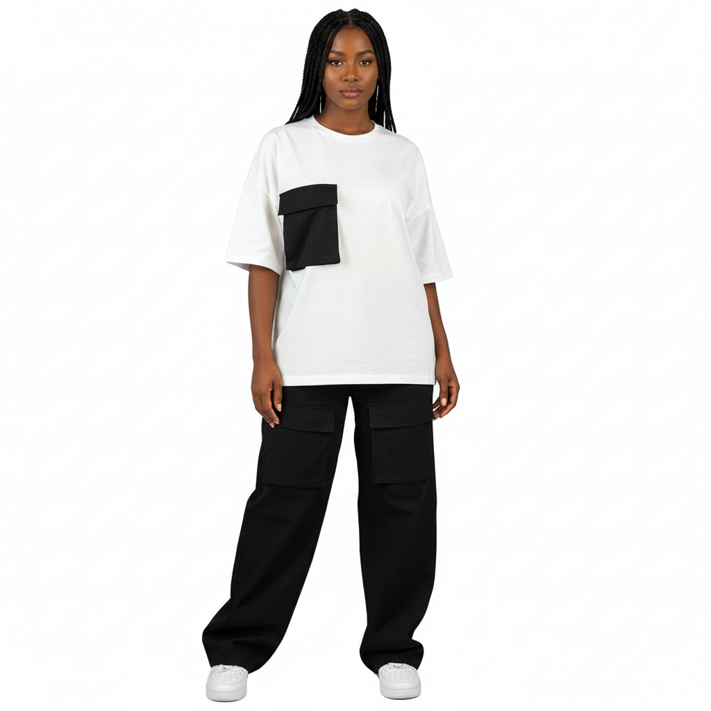 High Waisted Cargo Pants & Matching T-Shirt Set