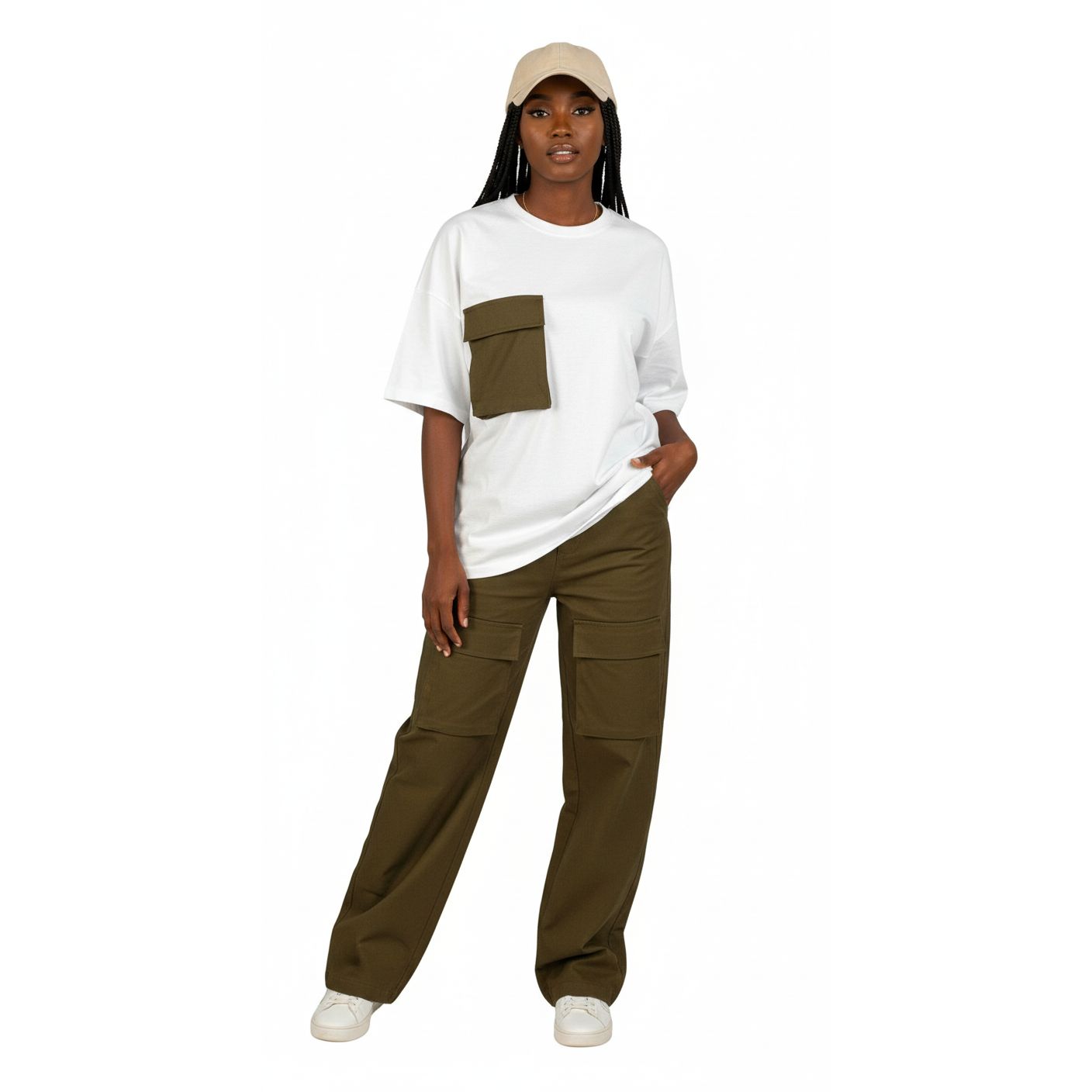 High Waisted Cargo Pants & Matching T-Shirt Set