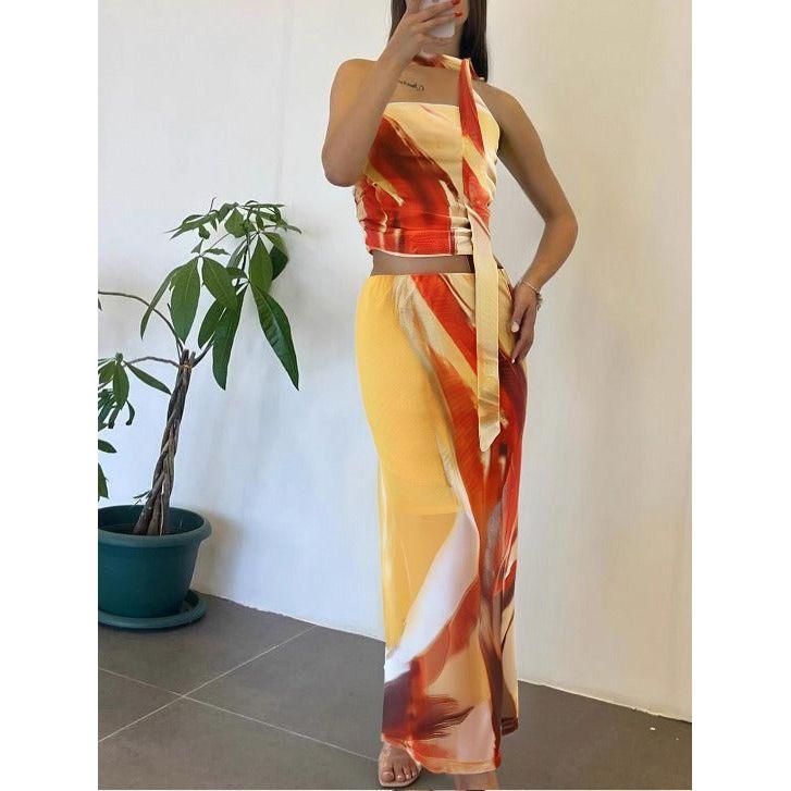 Floral Print Casual Slip 2 Piece Set Outfits