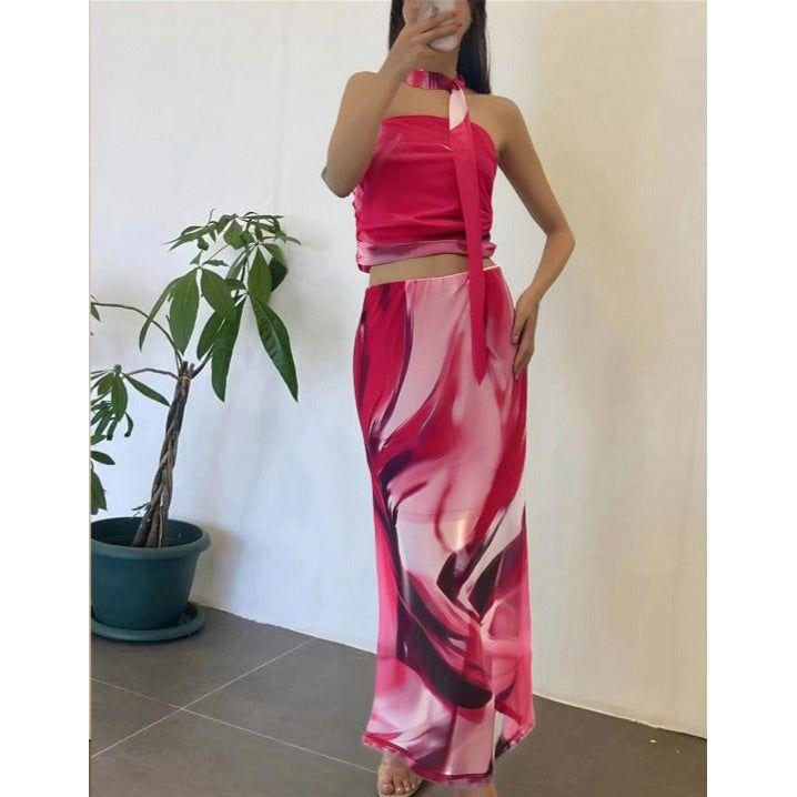 Floral Print Casual Slip 2 Piece Set Outfits