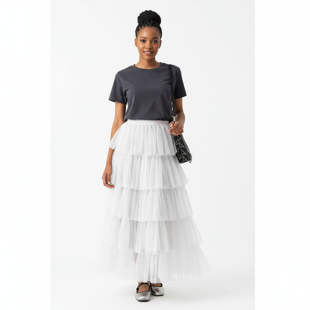 Ruffle Layered Maxi Skirts