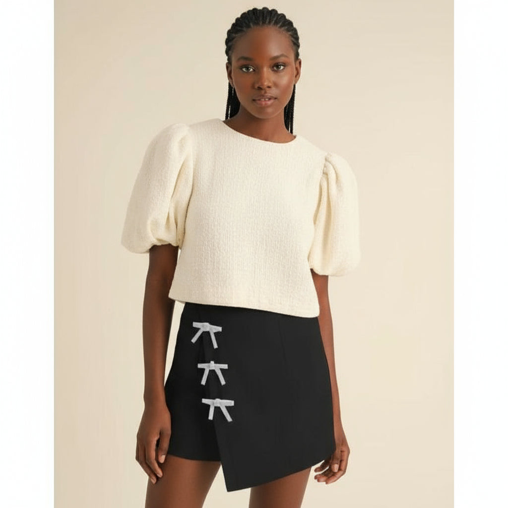 Mid Rise Wrap Bowknot Mini Skirt Curve