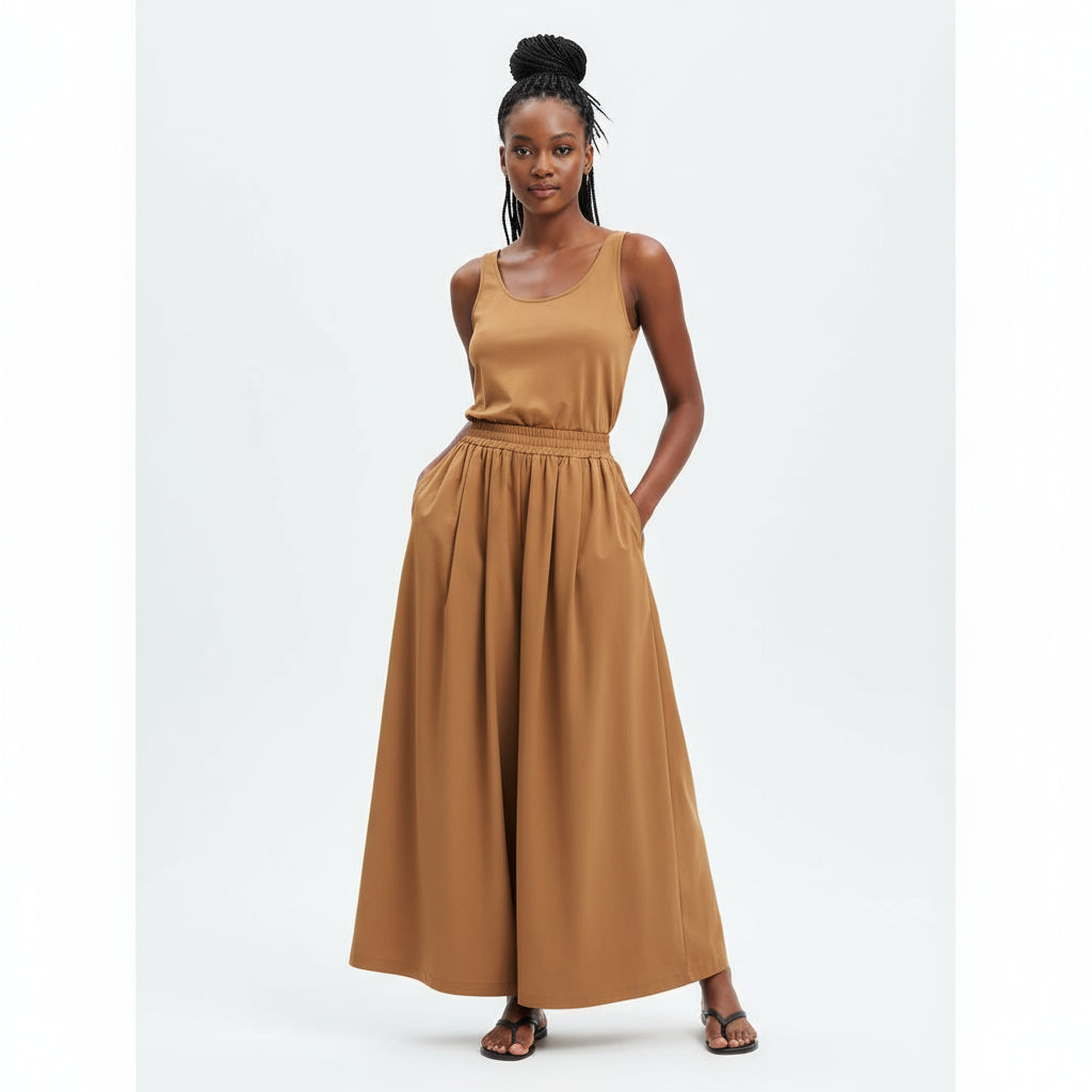 Elasticated Poplin Midi Skirt