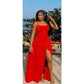 Spagheti Strap Split Midi Dress