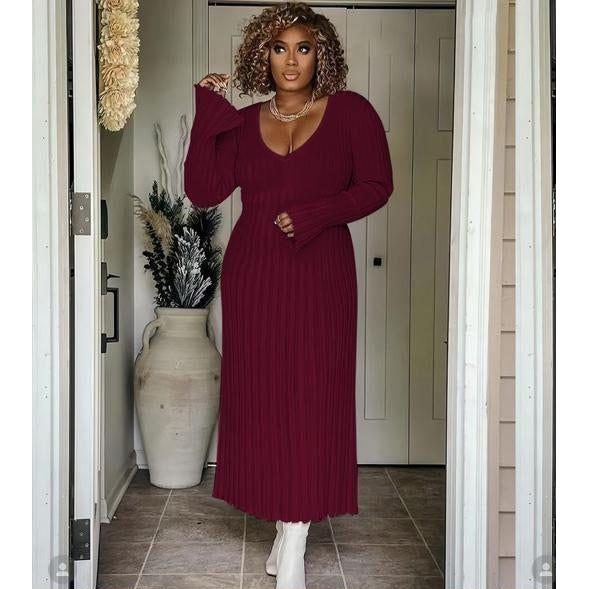 Pleated Open Cuffs Maxi Dress