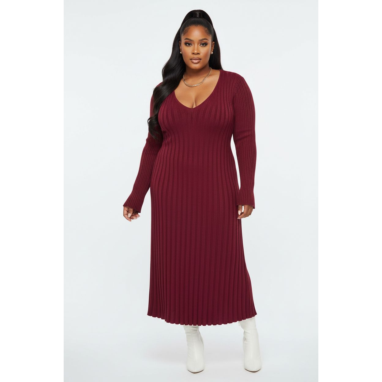 Pleated Open Cuffs Maxi Dress