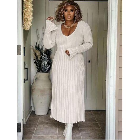 Pleated Open Cuffs Maxi Dress