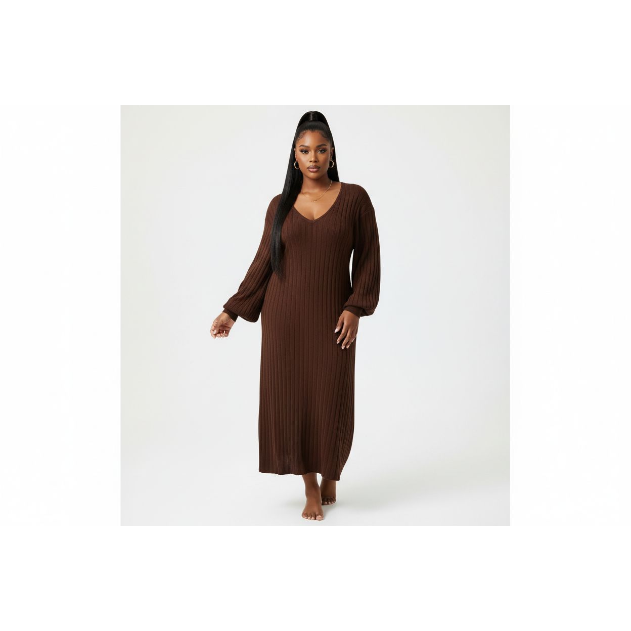 Pleated Open Cuffs Maxi Dress