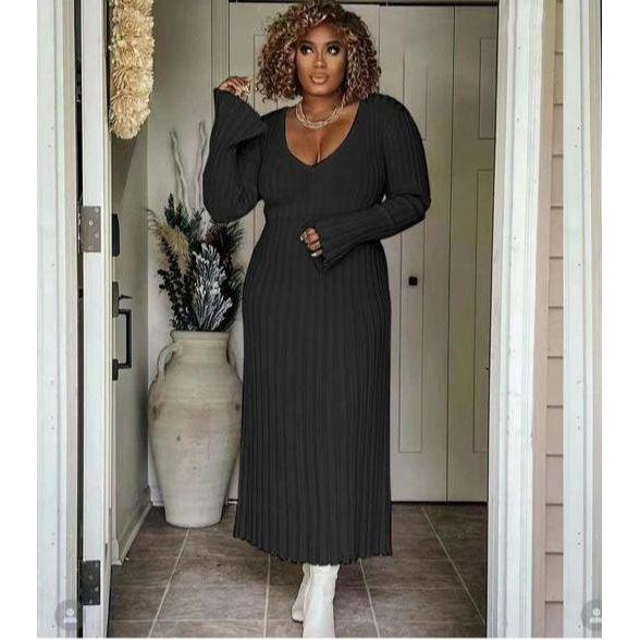 Pleated Open Cuffs Maxi Dress