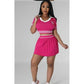 Short Sleeves Polo T Shirt Mini Skirt Casual 2 Piece Set