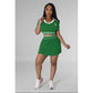 Short Sleeves Polo T Shirt Mini Skirt Casual 2 Piece Set
