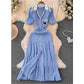 Short Sleeve Ladies Knitted Collared Dress