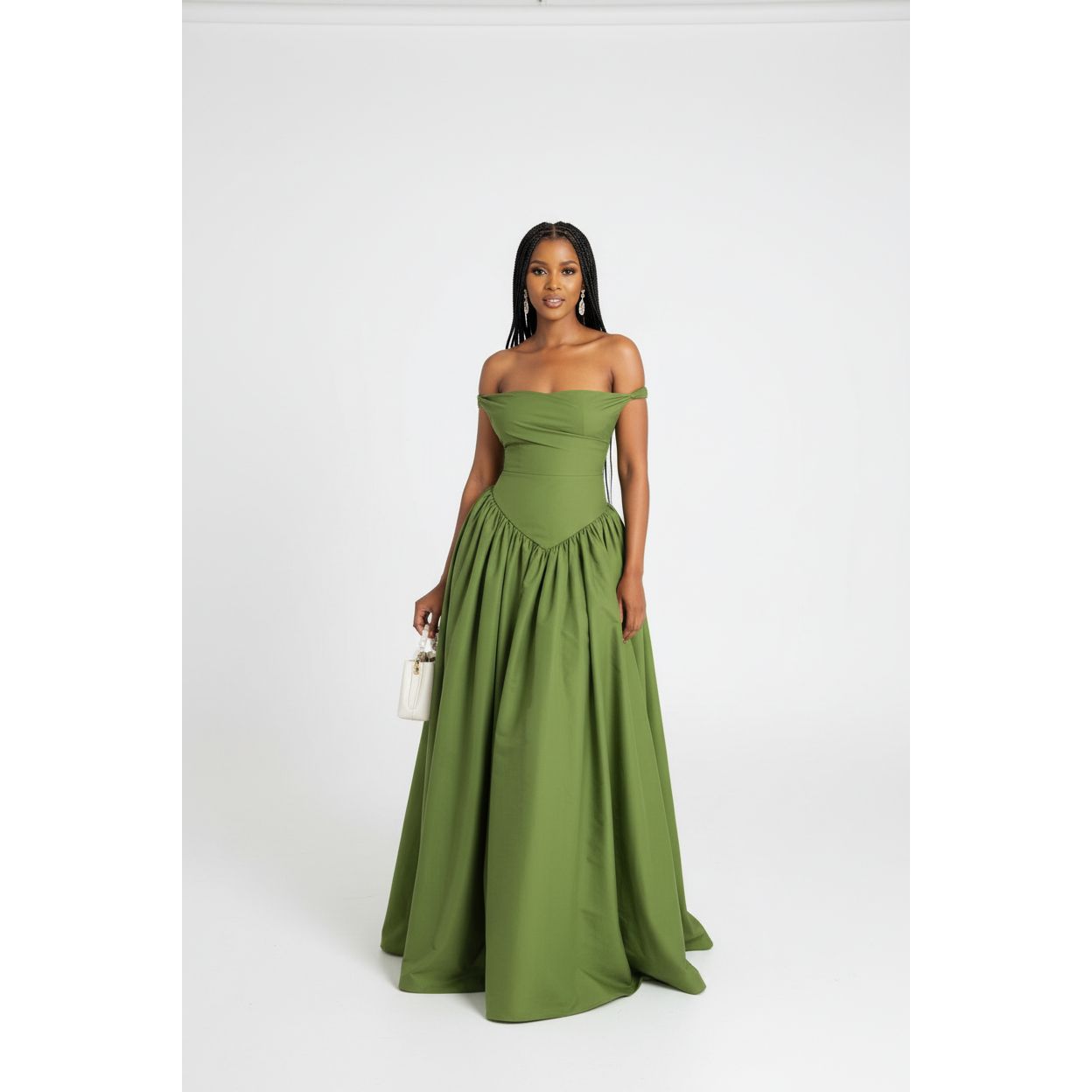 Off-Shoulder Spaghetti Lace Up Pleated Maxi Dress.
