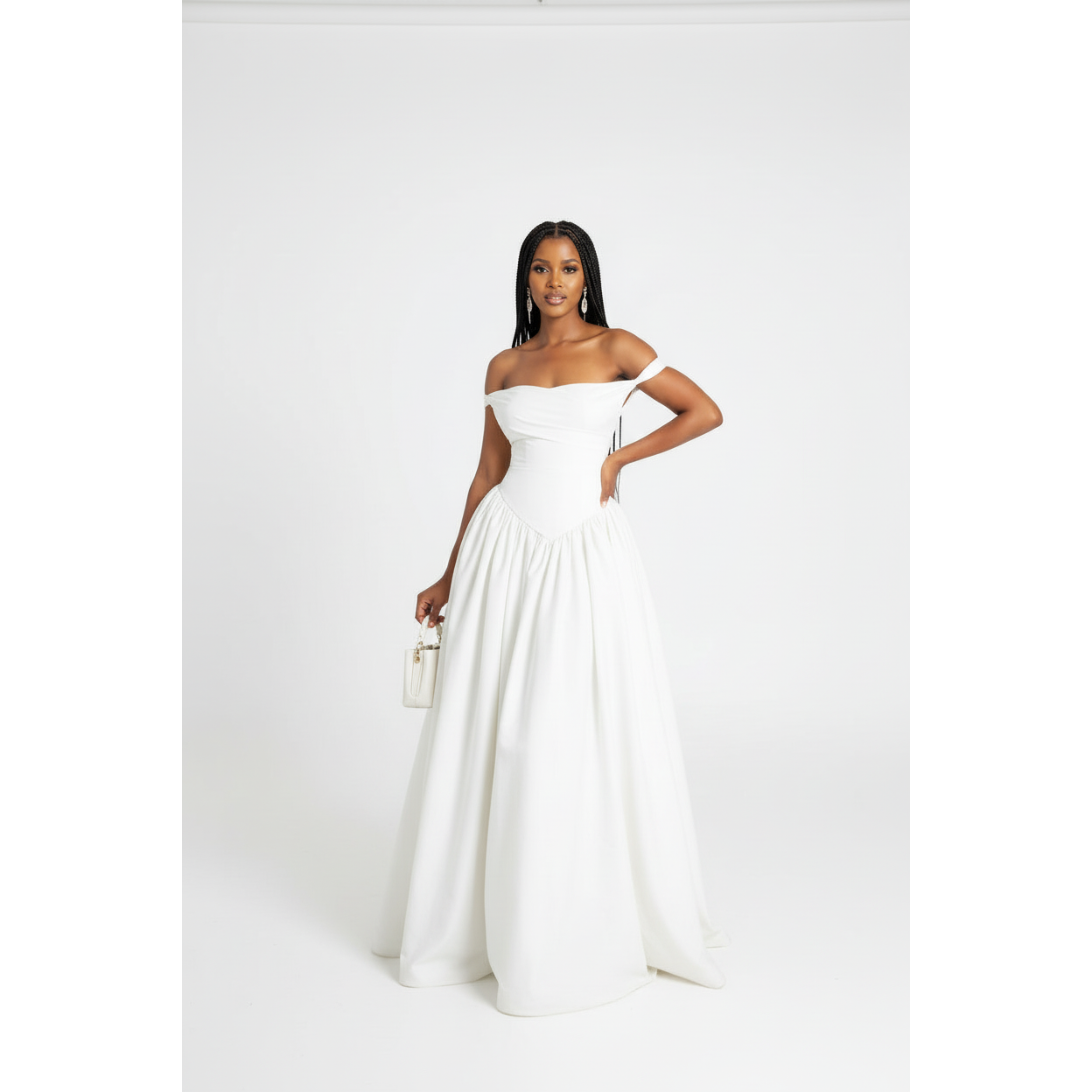 Pleated Off-Shoulder Spaghetti Lace Up Maxi Dress.