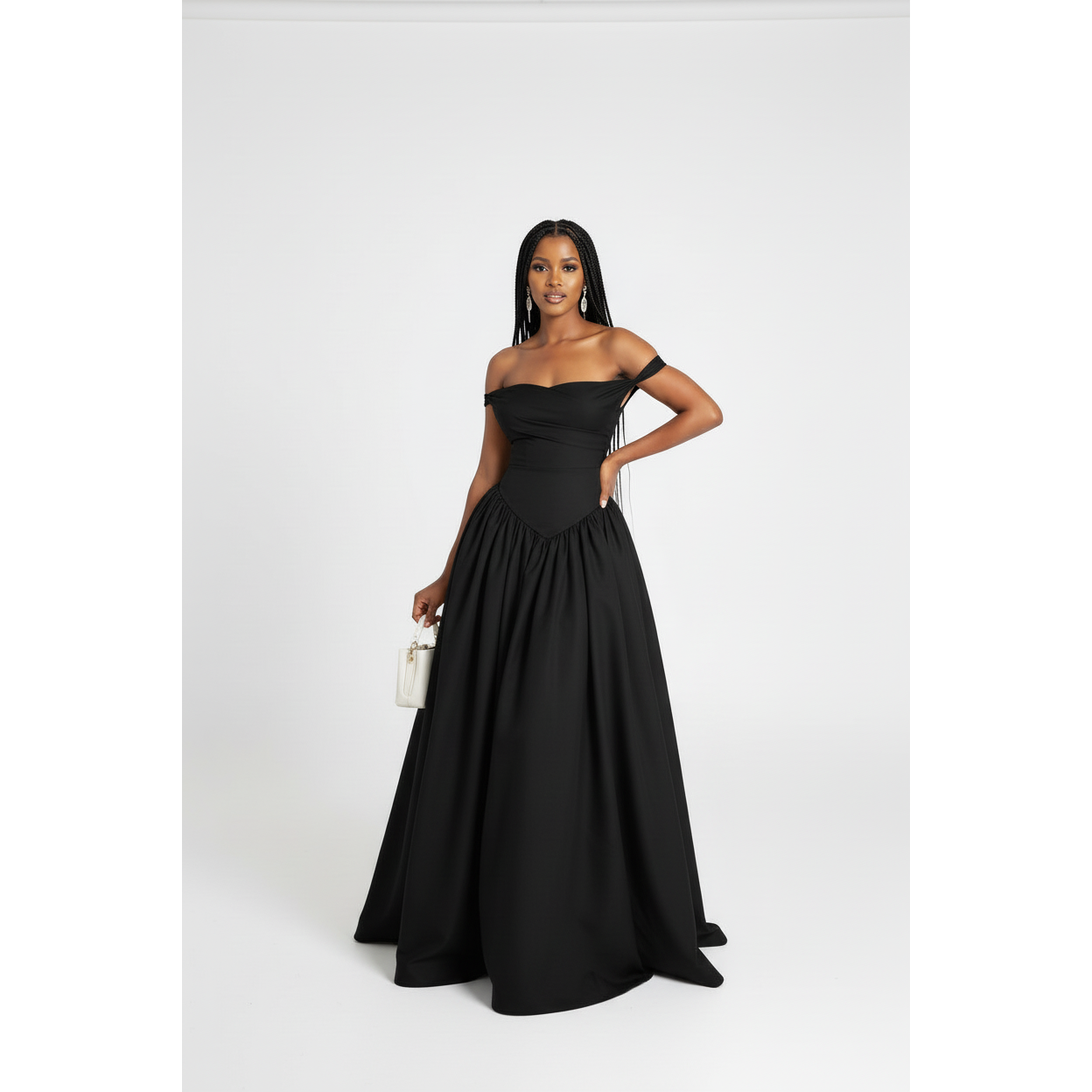 Pleated Off-Shoulder Spaghetti Lace Up Maxi Dress.