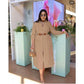 Turn Down Collar V Neck Button Elegant Shirt Dress.