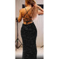 Elegant Formal Split Thigh Sequin Cami Maxi Dress