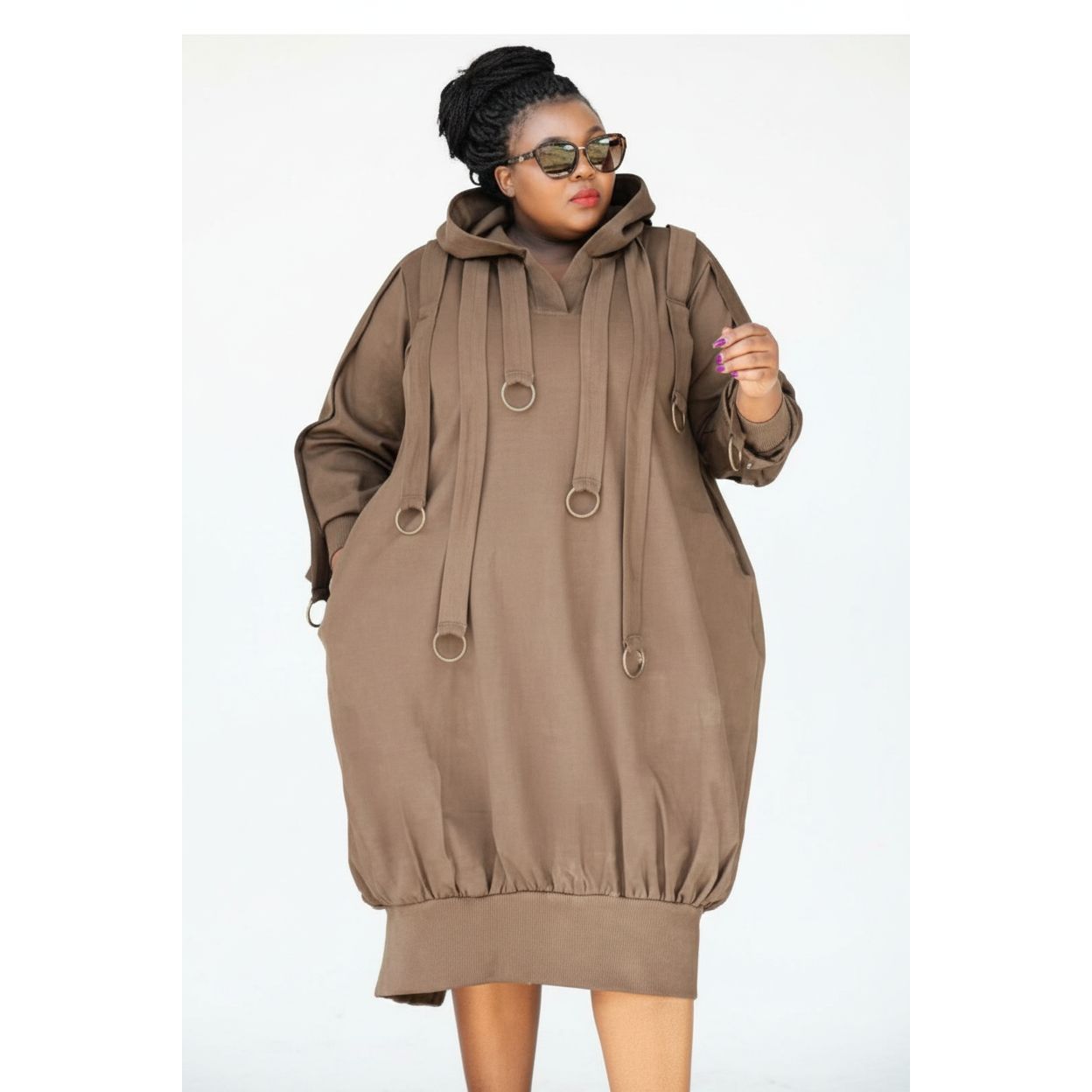 Plus Size Hooded Midi Dress