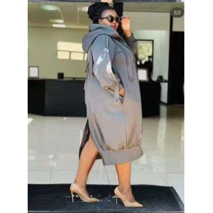 Plus Size Stylish Hooded Midi Dress