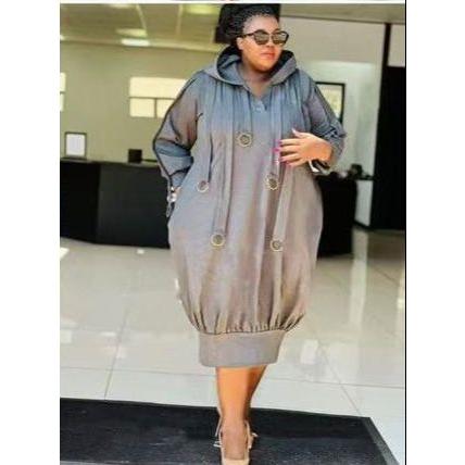 Plus Size Stylish Hooded Midi Dress