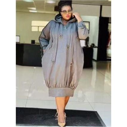 Plus Size Stylish Hooded Midi Dress