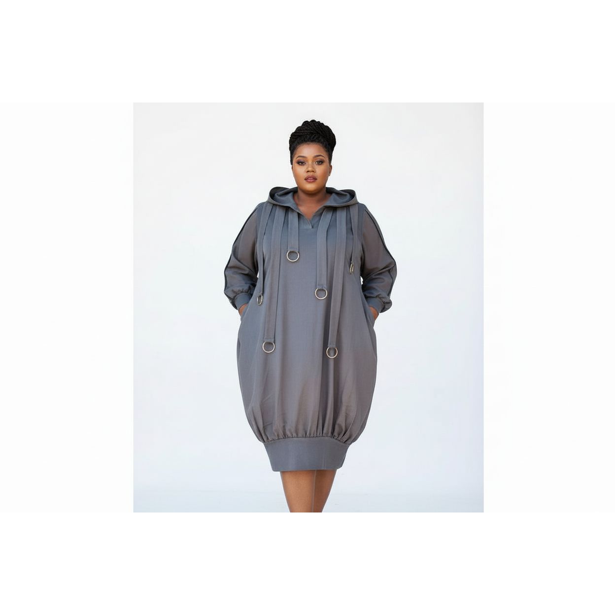Plus Size Hooded Midi Dress
