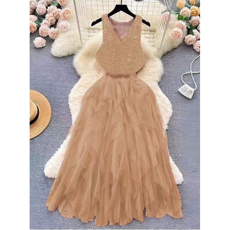 Sexy V-Neck Sleeveless High Waist A-Line Party Dress