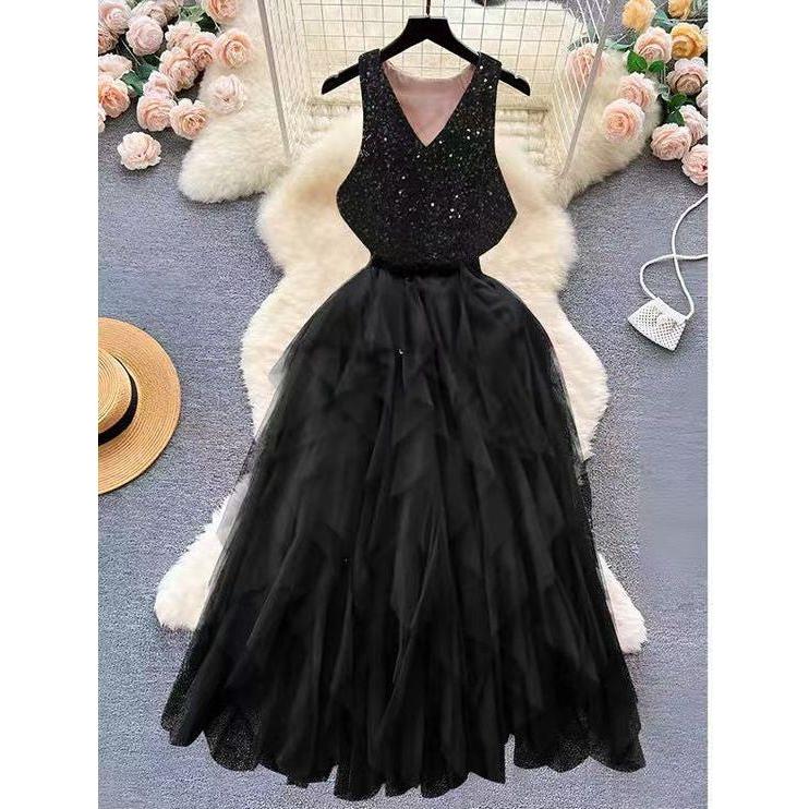 Sexy V-Neck Sleeveless High Waist A-Line Party Dress