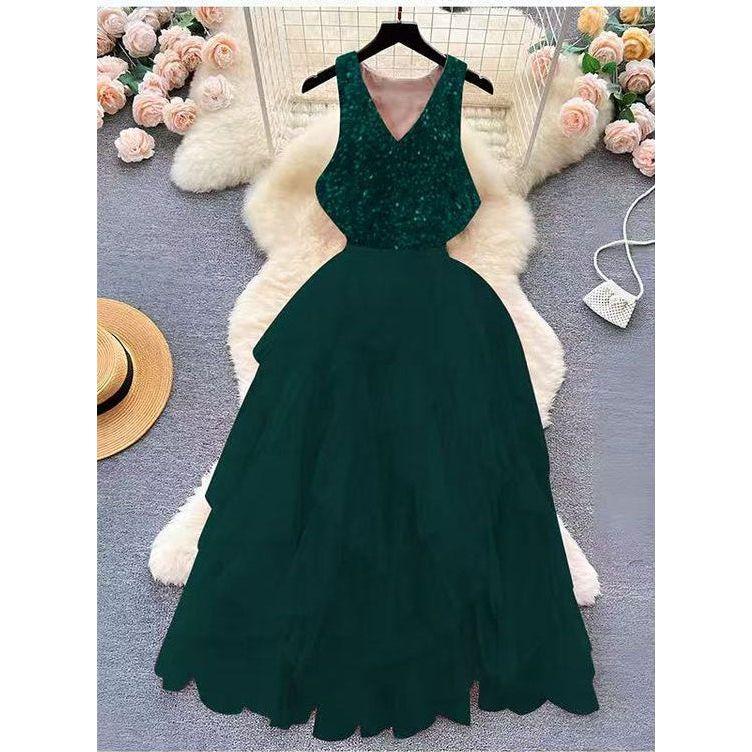 Sexy V-Neck Sleeveless High Waist A-Line Party Dress