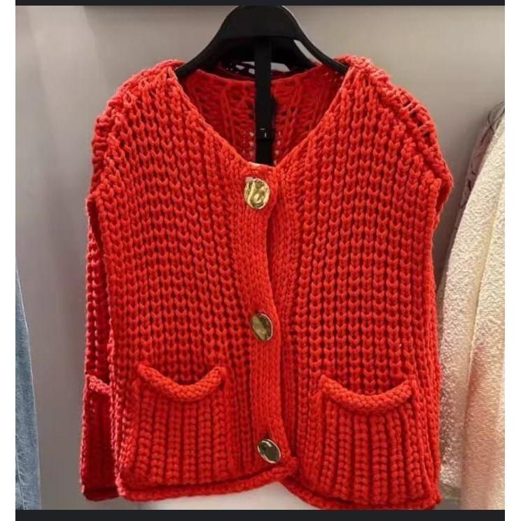 Cozy Button Down Knit Chunky Cropped Sweaters