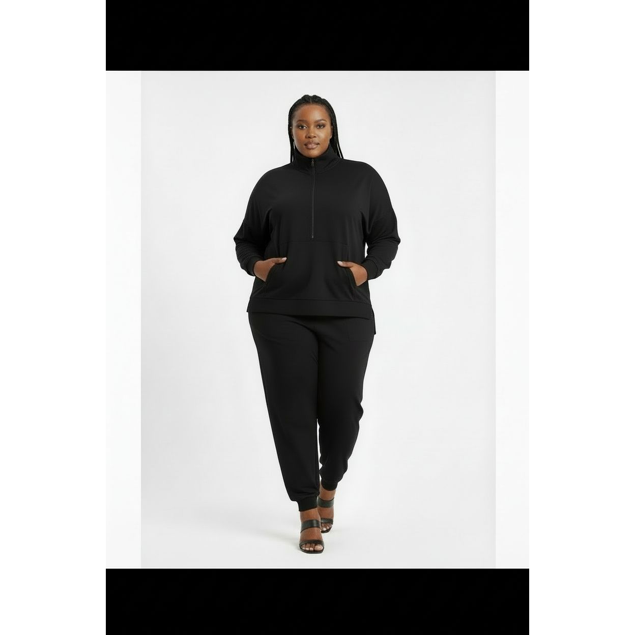 Sleeve Knit Top & Elastic Waist Pant Two Piece Tracksuit Set