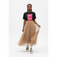 Mesh Tulle Layered Pleated Elegant Maxi Skirt