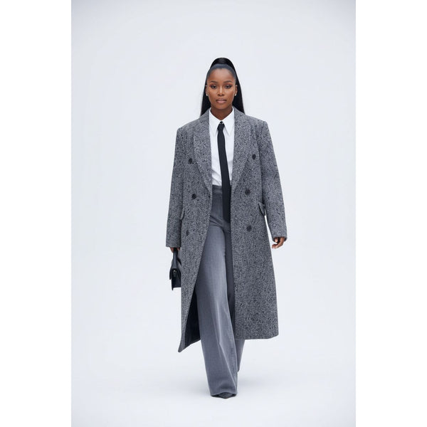 Double Breasted Wool Blend Midi Herringbone Coat – YELLOW SUB TRADING