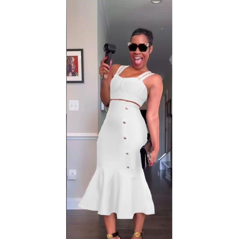 Crop Tops and Long Skirts Matching 2 Piece Set.