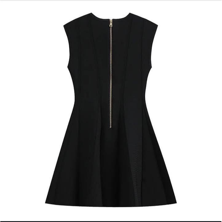 Sleeveless Double-Breasted Detail Mini Bodycon Dress