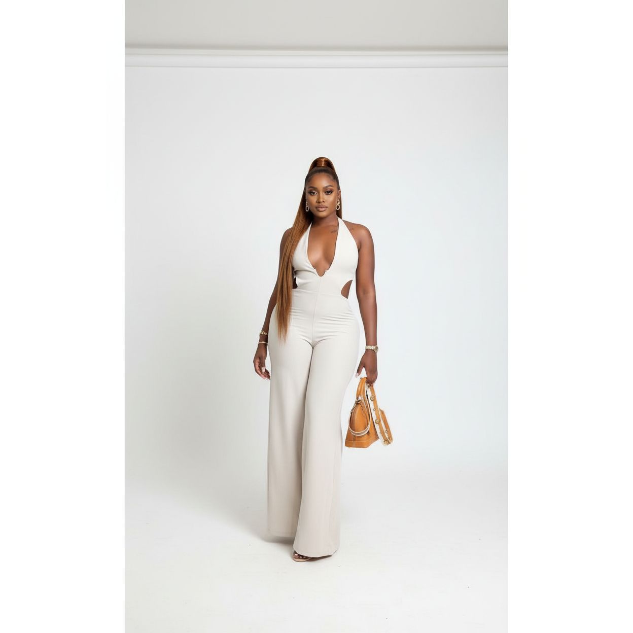 Sexy V-Neck Palazzo Jumpsuit.